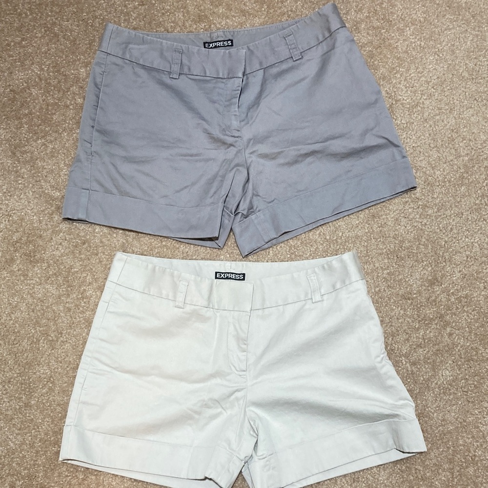 Two Pairs Dressy Shorts - Grey & Cream